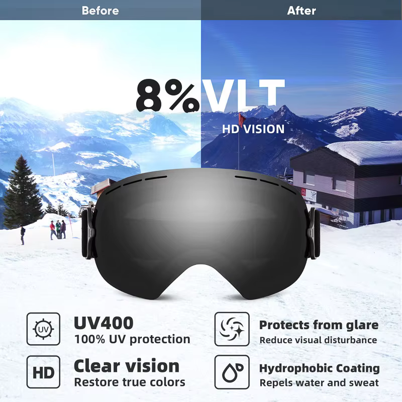 Gafas de nieve antivaho unisex protección viento exterior