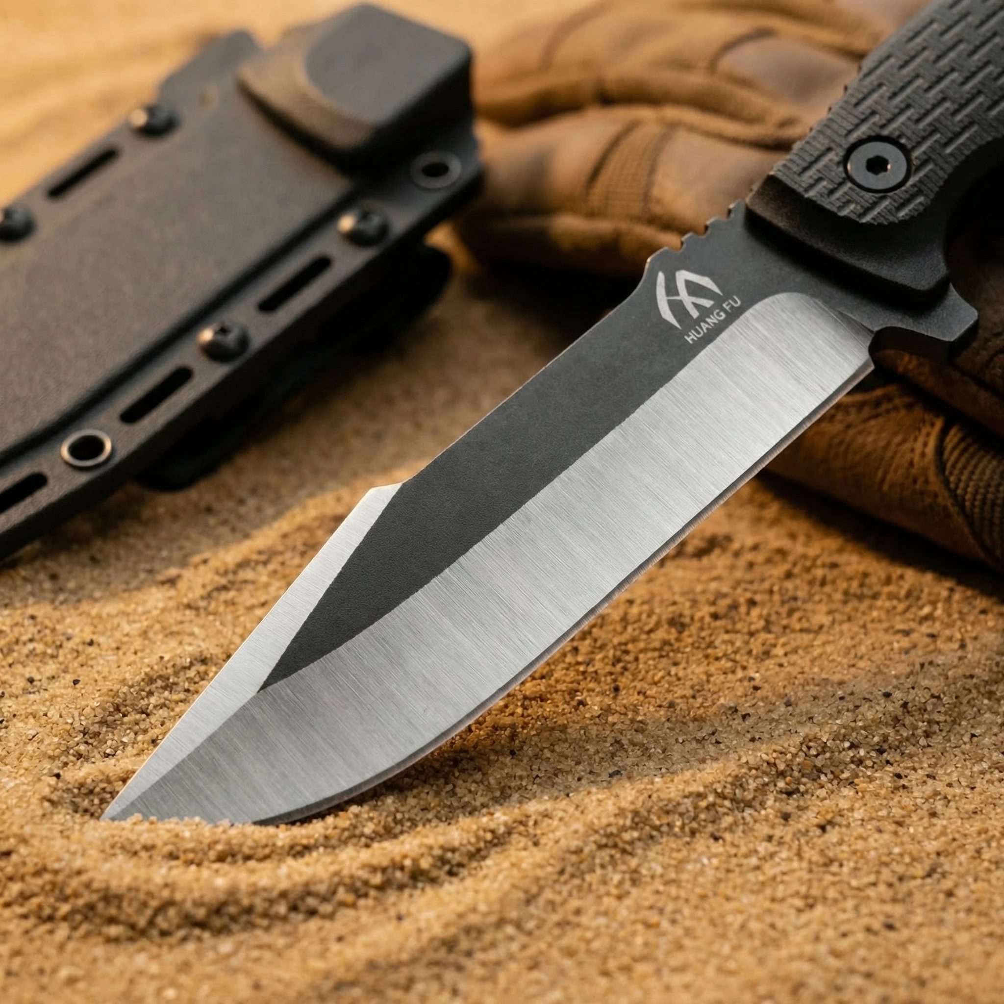 Cuchillo fijo de supervivencia en acero, con funda táctica - imagen 2