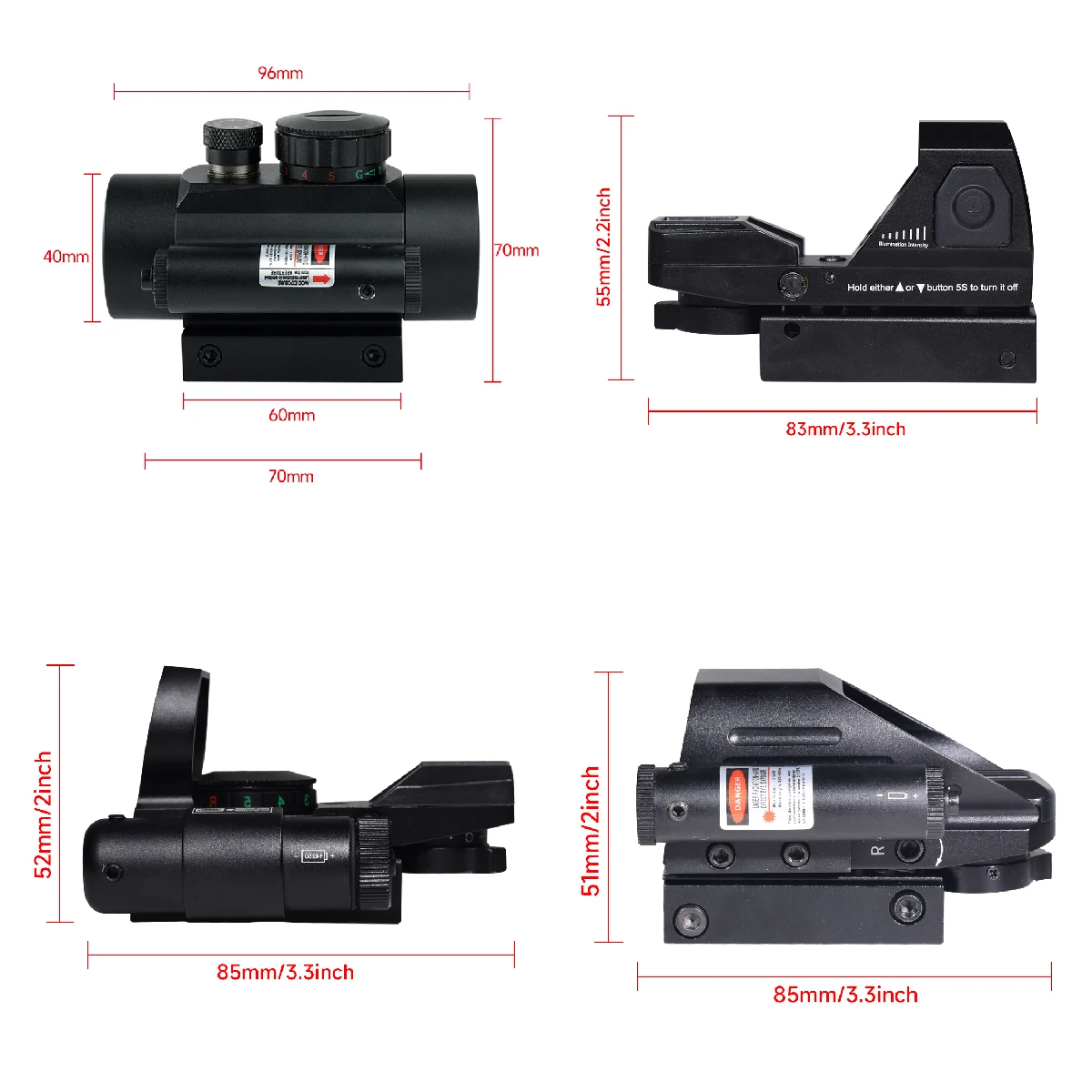Mira holográfica Reflex punto rojo para caza y Airsoft colimador - imagen 2