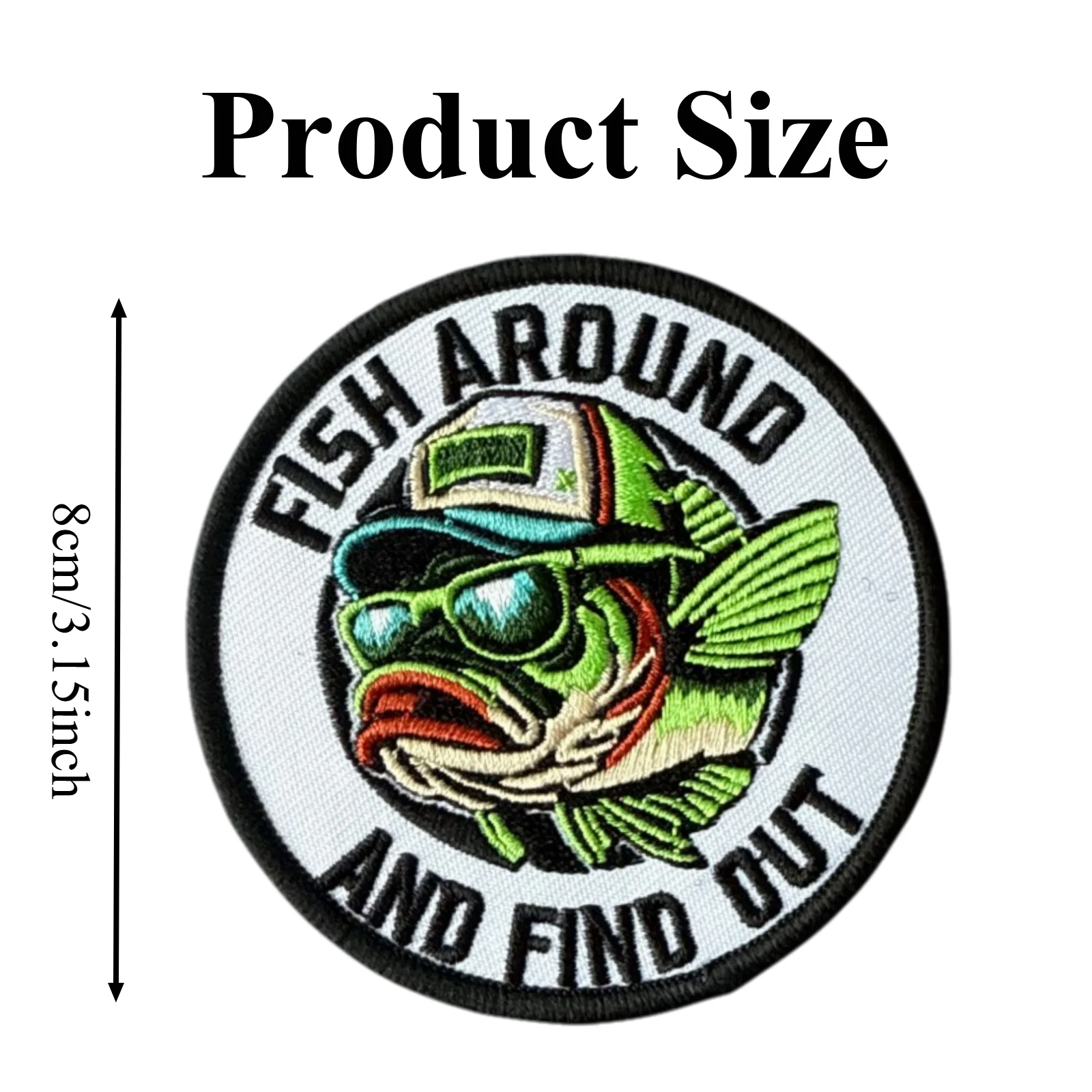 Parche bordado FISH AROUND lubina – Insignia táctica velcro para chalecos y mochilas