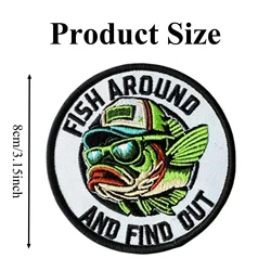 Parche bordado FISH AROUND lubina – Insignia táctica velcro para chalecos y mochilas