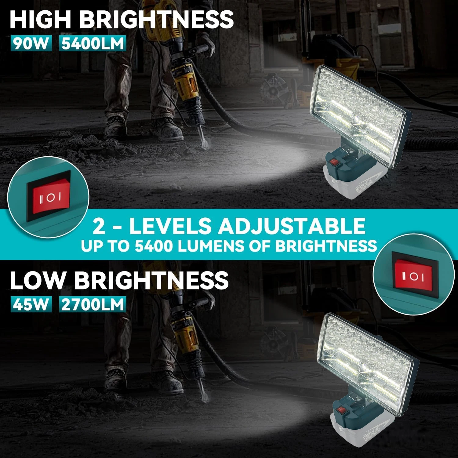 Makita foco LED de trabajo abatible con protección de baja tensión