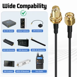 ABBREE Cable de extensión coaxial SMA macho a hembra RG174