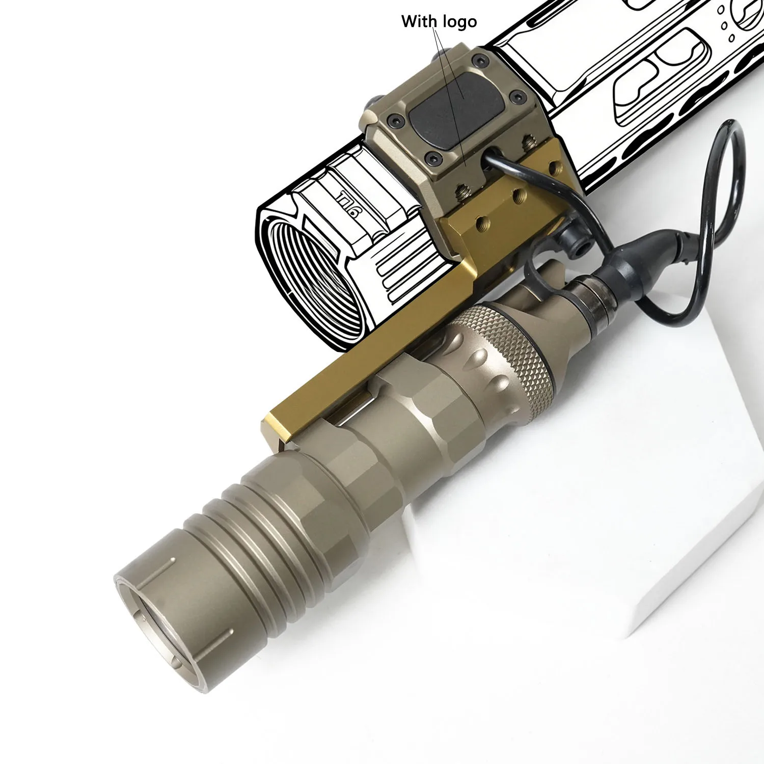Linterna táctica O/K con montura para riel Picatinny y M-LOK - imagen 3