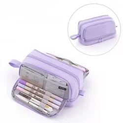 Estuche organizador de lona Oxford gran capacidad portátil para útiles