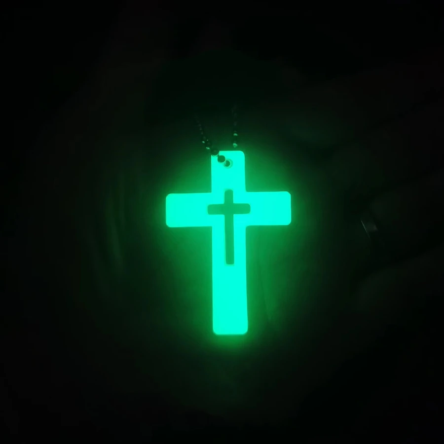 Colgante Cruz con cremallera luminosa dos tonos - llavero de resina - imagen 3