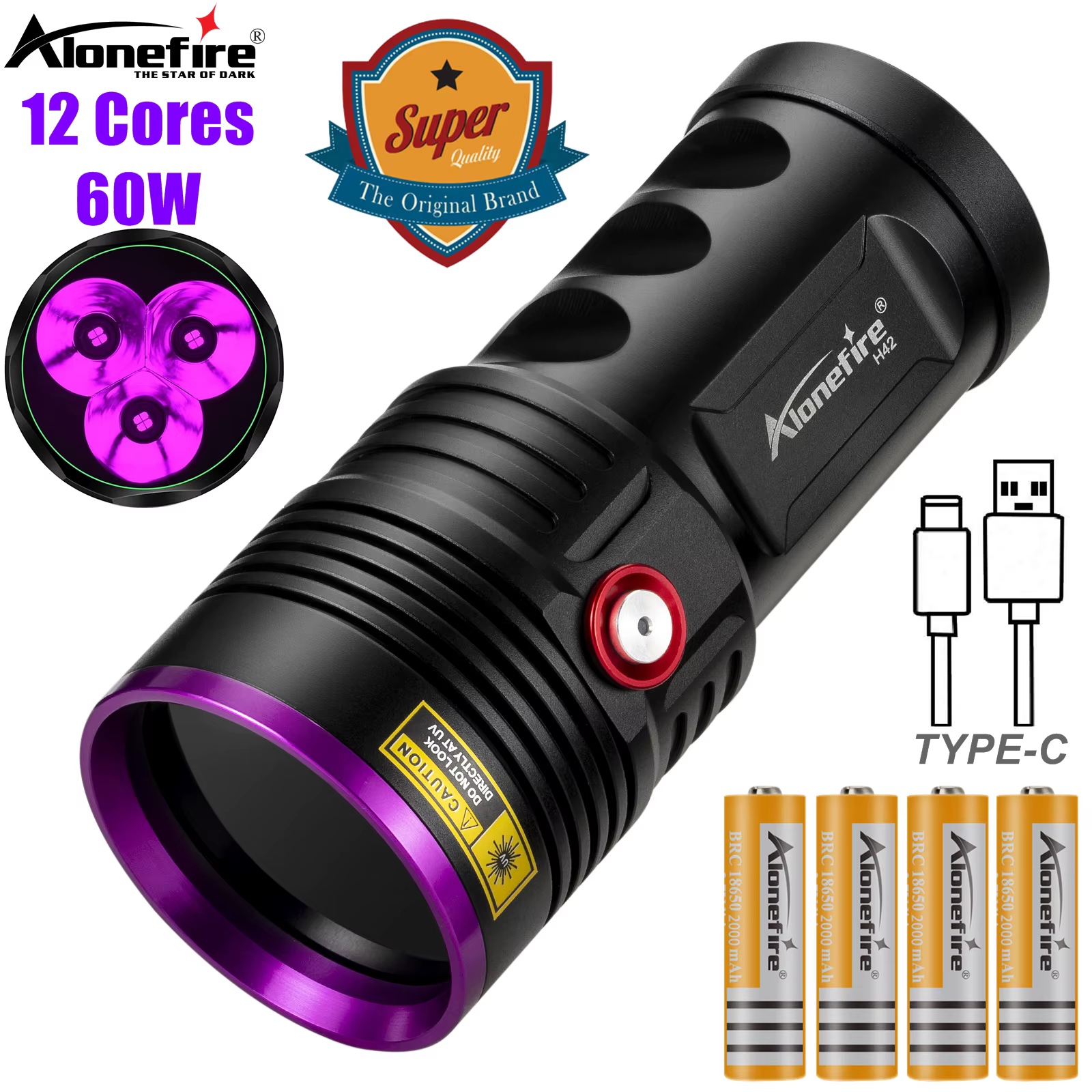 Linterna UV recargable 60W – Detector dinero falso, fluidos y manchas - imagen 2