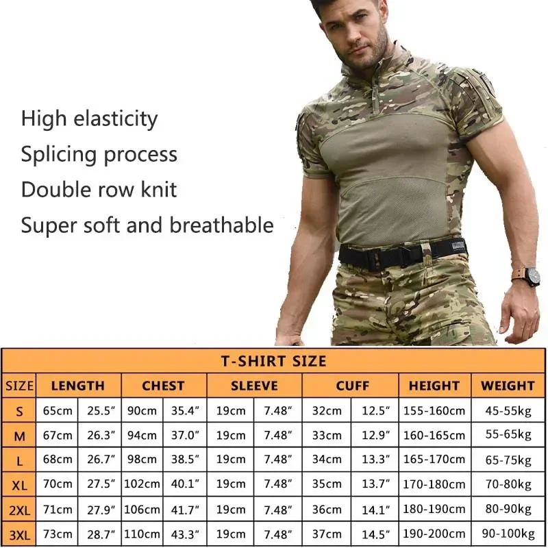 Camiseta táctica algodón camuflaje manga corta hombre verano - imagen 2