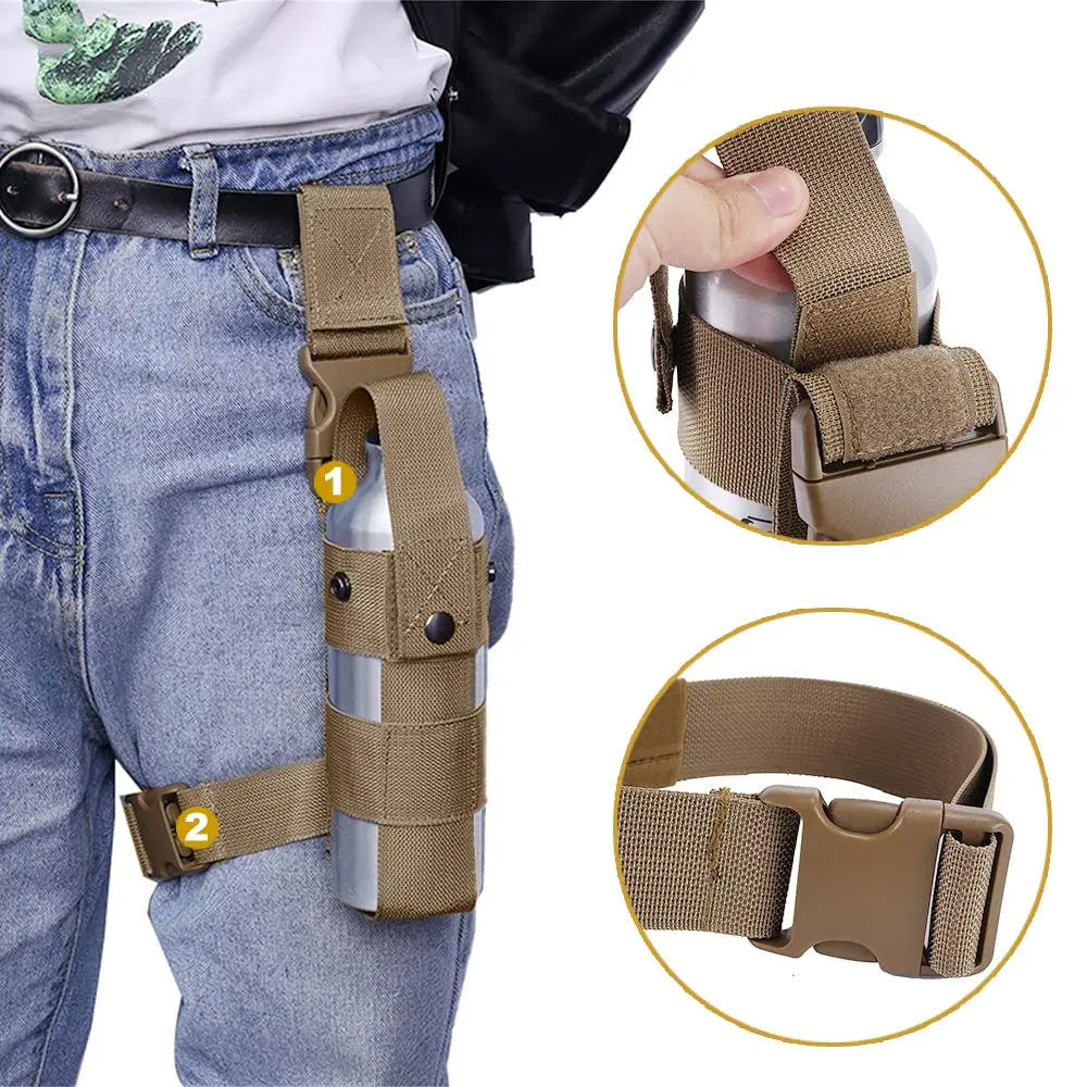 Funda táctica para botella de agua con soporte para muslo