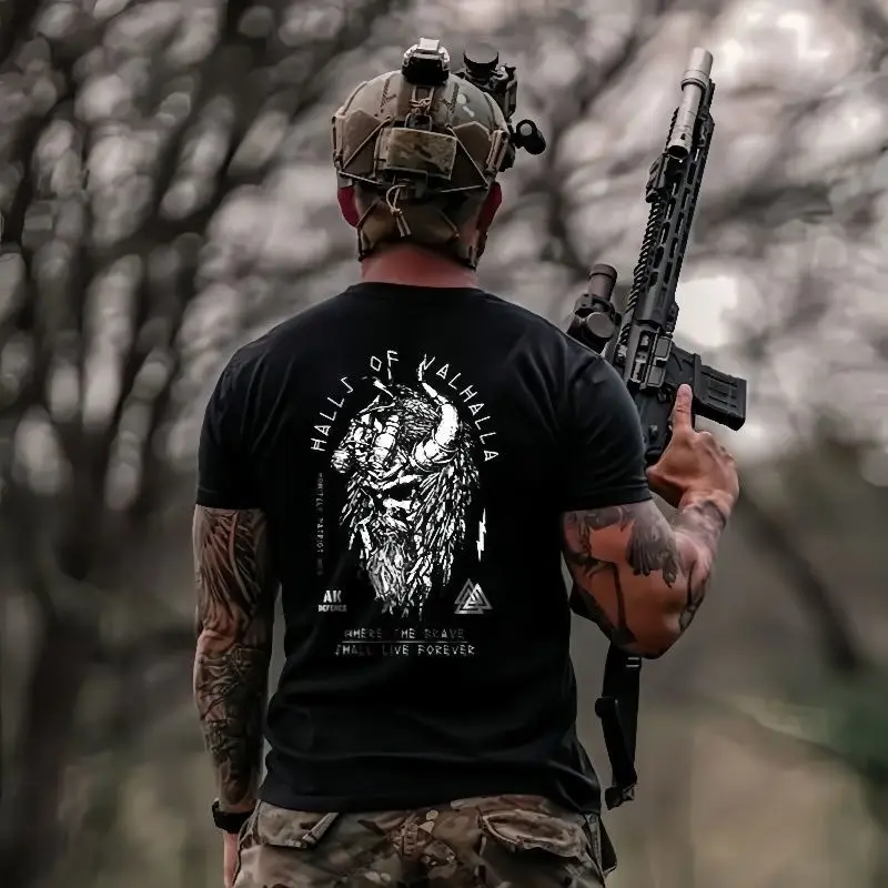 Camiseta táctica militar cuello redondo Vikingo guerrero verano - imagen 5