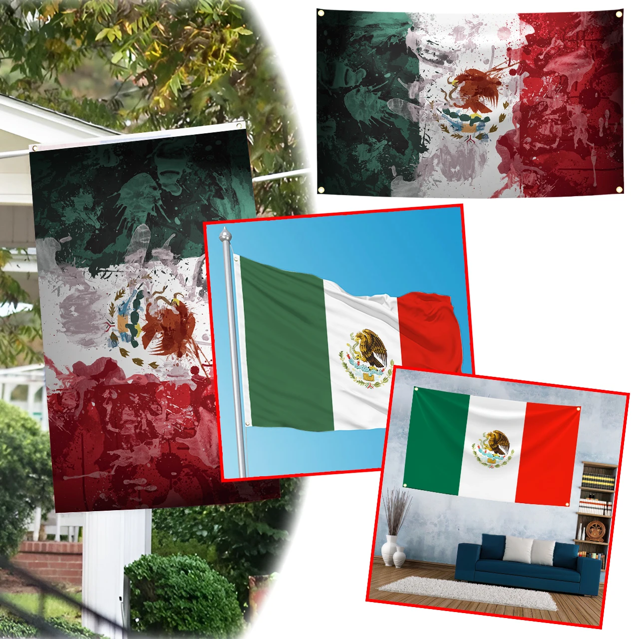Bandera mexicana de poliéster – Tapiz colgante decorativo para pared - imagen 5