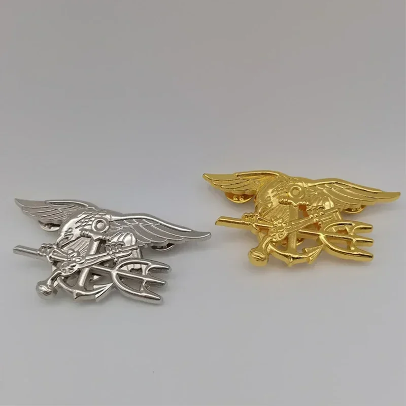 Insignia táctica SEALs Navy tridente dorado y plateado - imagen 2