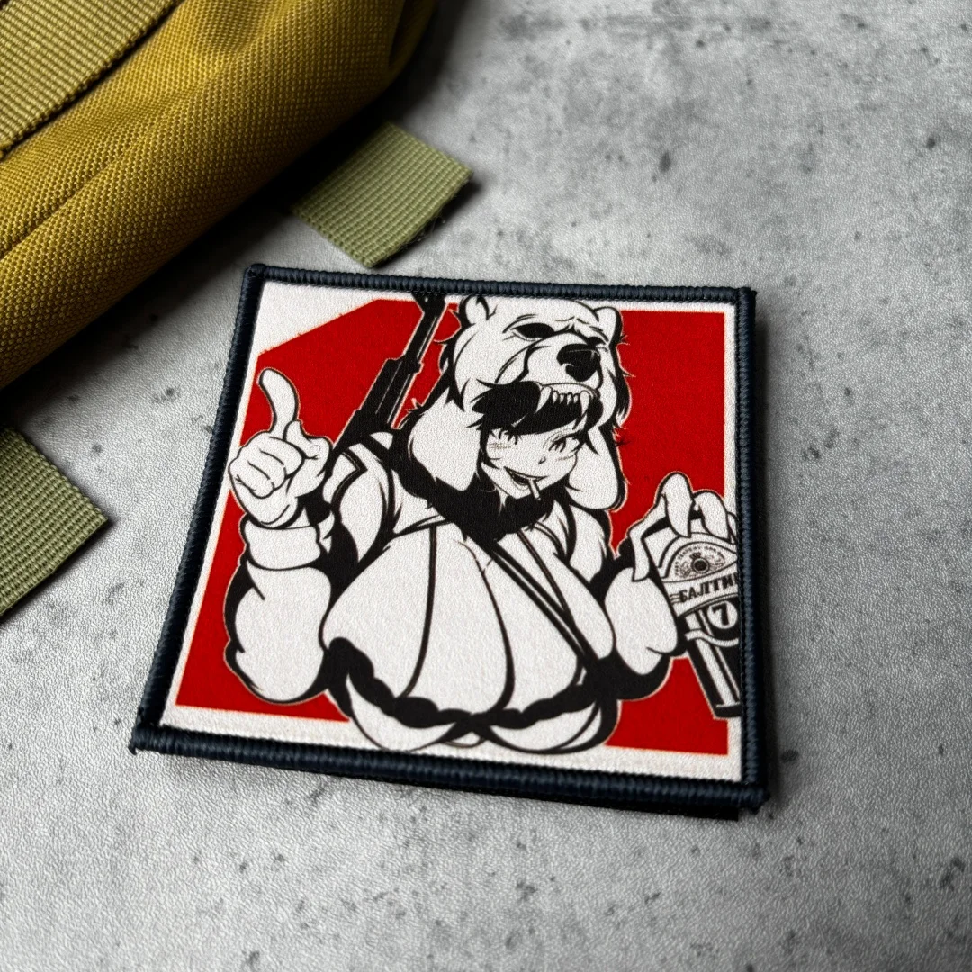 Parche táctico oso anime con velcro gancho y bucle para mochila