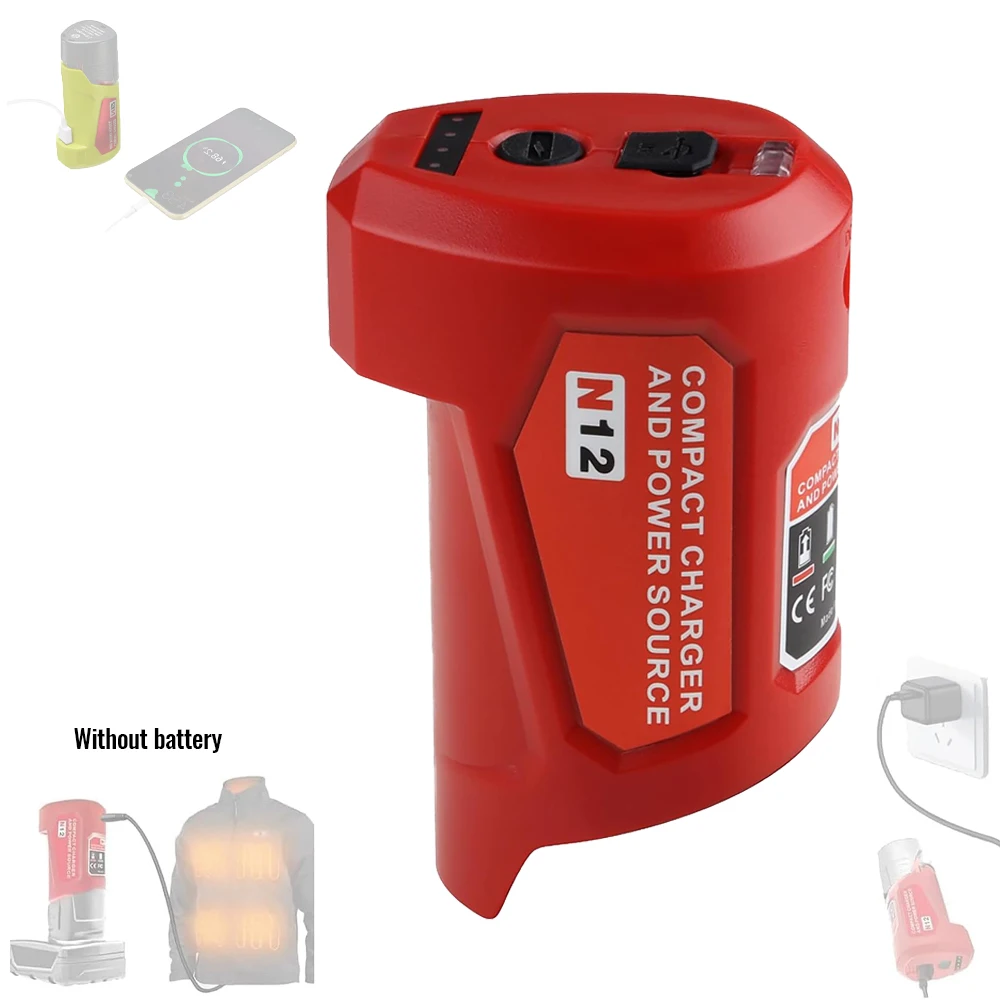 Milwaukee M12 adaptador de corriente para batería cargador USB