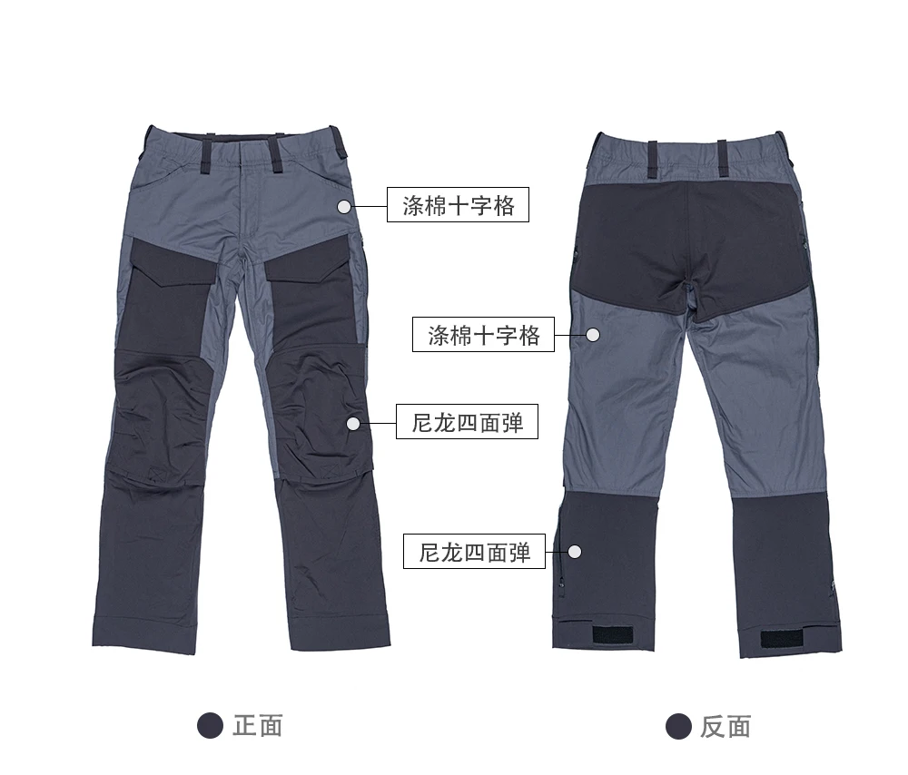 Detalle de tejido elástico y caída del pantalón