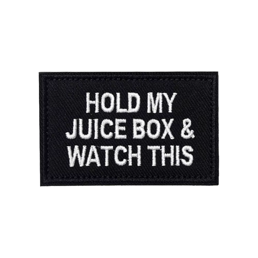 Parche táctico Hold My Juice Box con velcro trasero