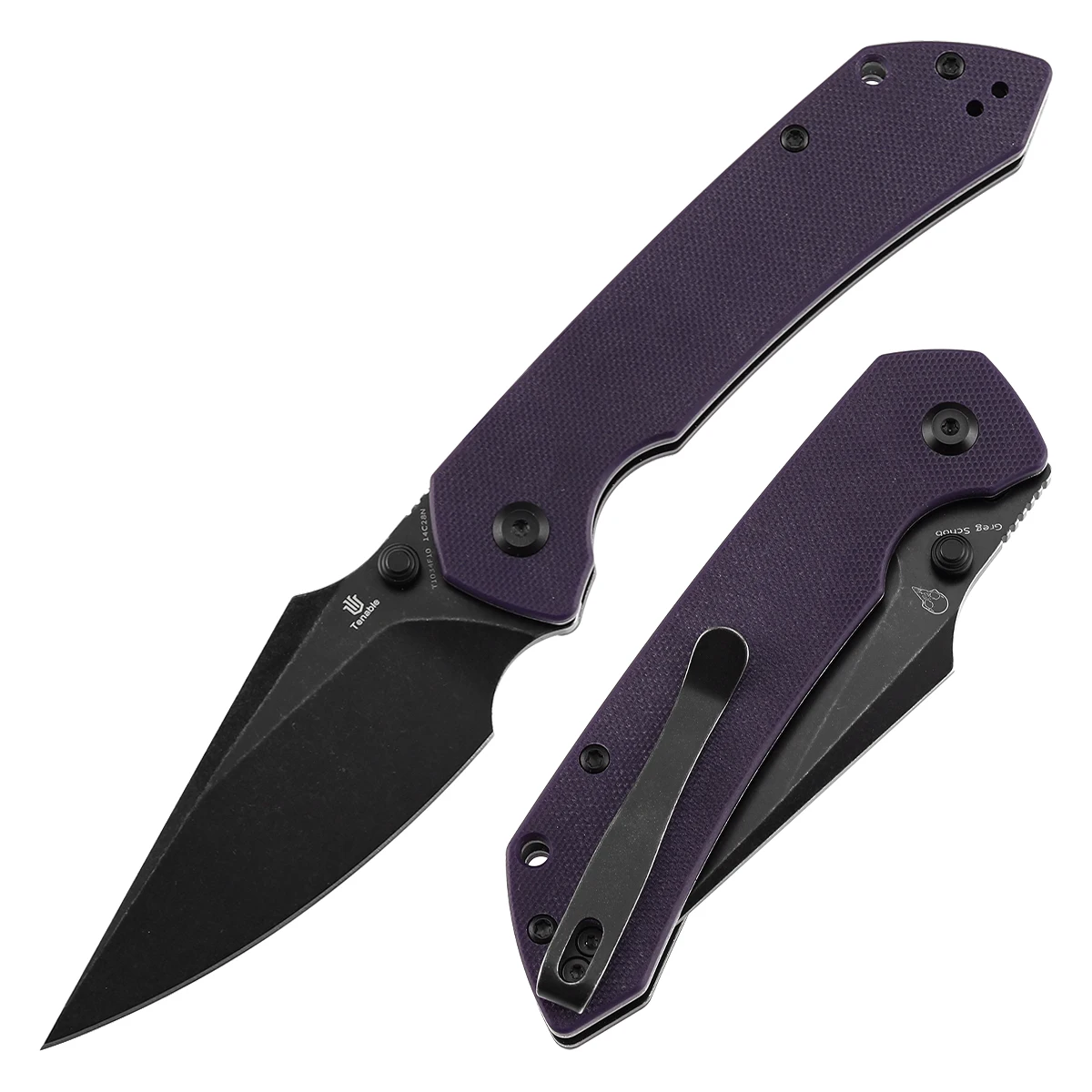 Cuchillo plegable Tenable Fenrir T1034F10 en color negro y mango morado