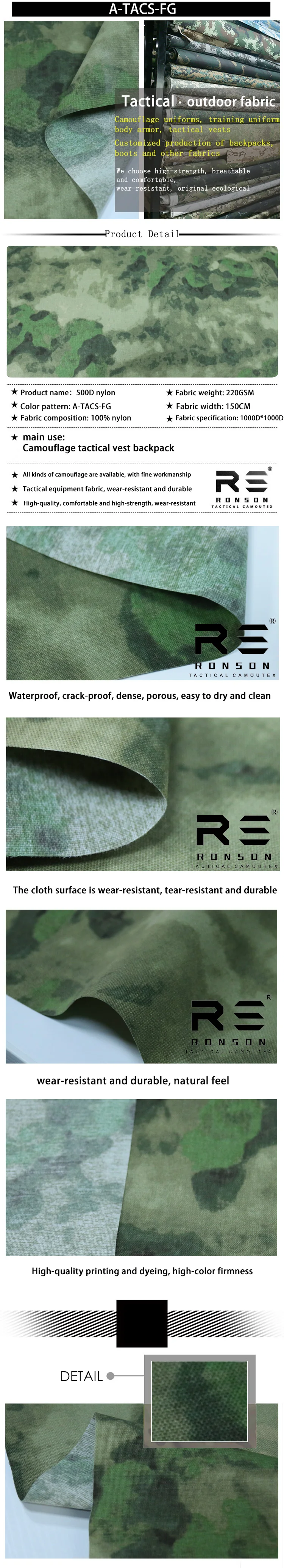 Tela táctica camuflaje A-TACS-FG en nylon Oxford 500D