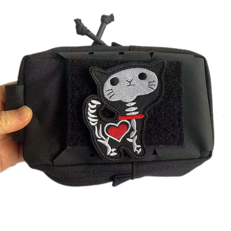 Parche bordado táctico meme gato cuchillo – MOLLE para ropa y mochila - imagen 5