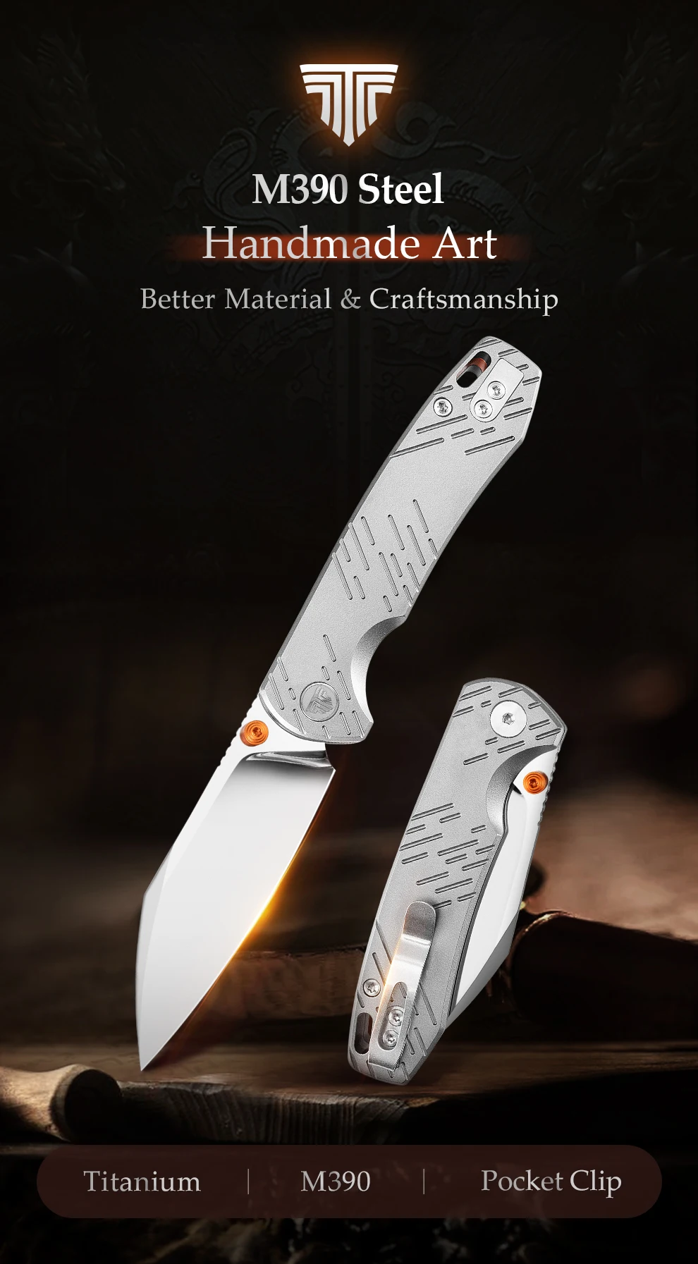 Navaja TRIVISA Firefly Ultra-M plegada con mango de titanio