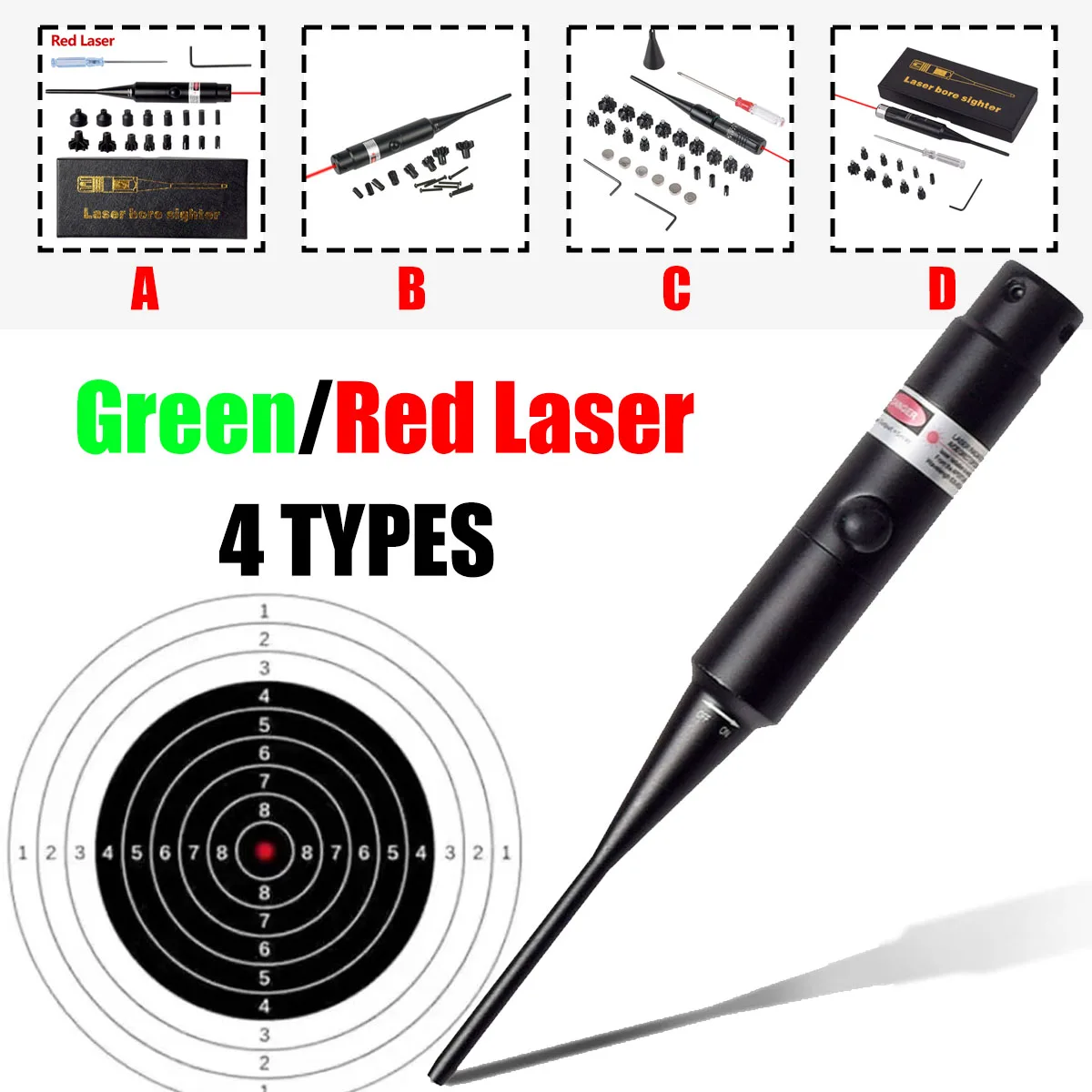 Colimador Láser Verde y Rojo Universal .177-.50 para Ajuste de Precisión