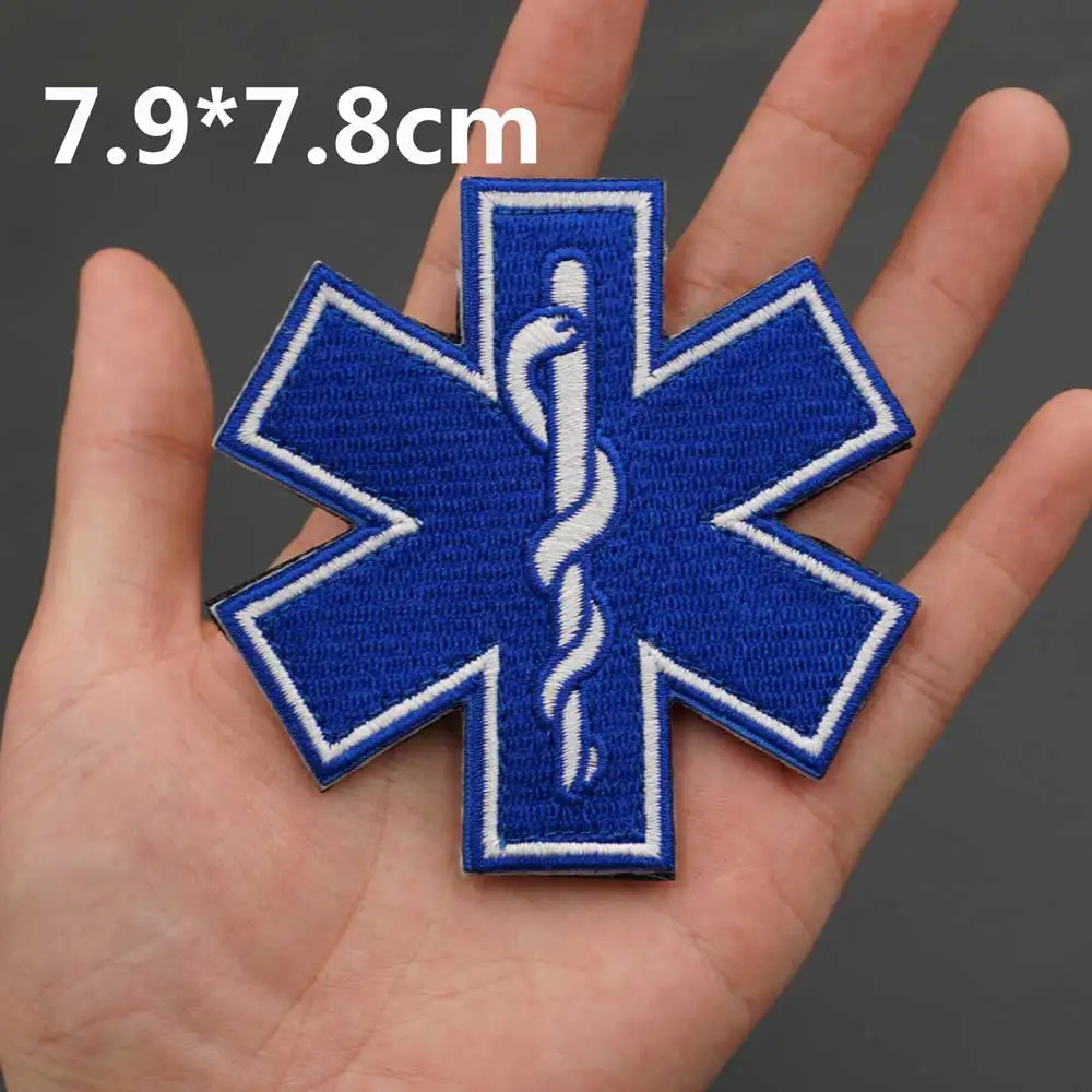 Parche bordado Estrella de la Vida emergencias médicas con gancho