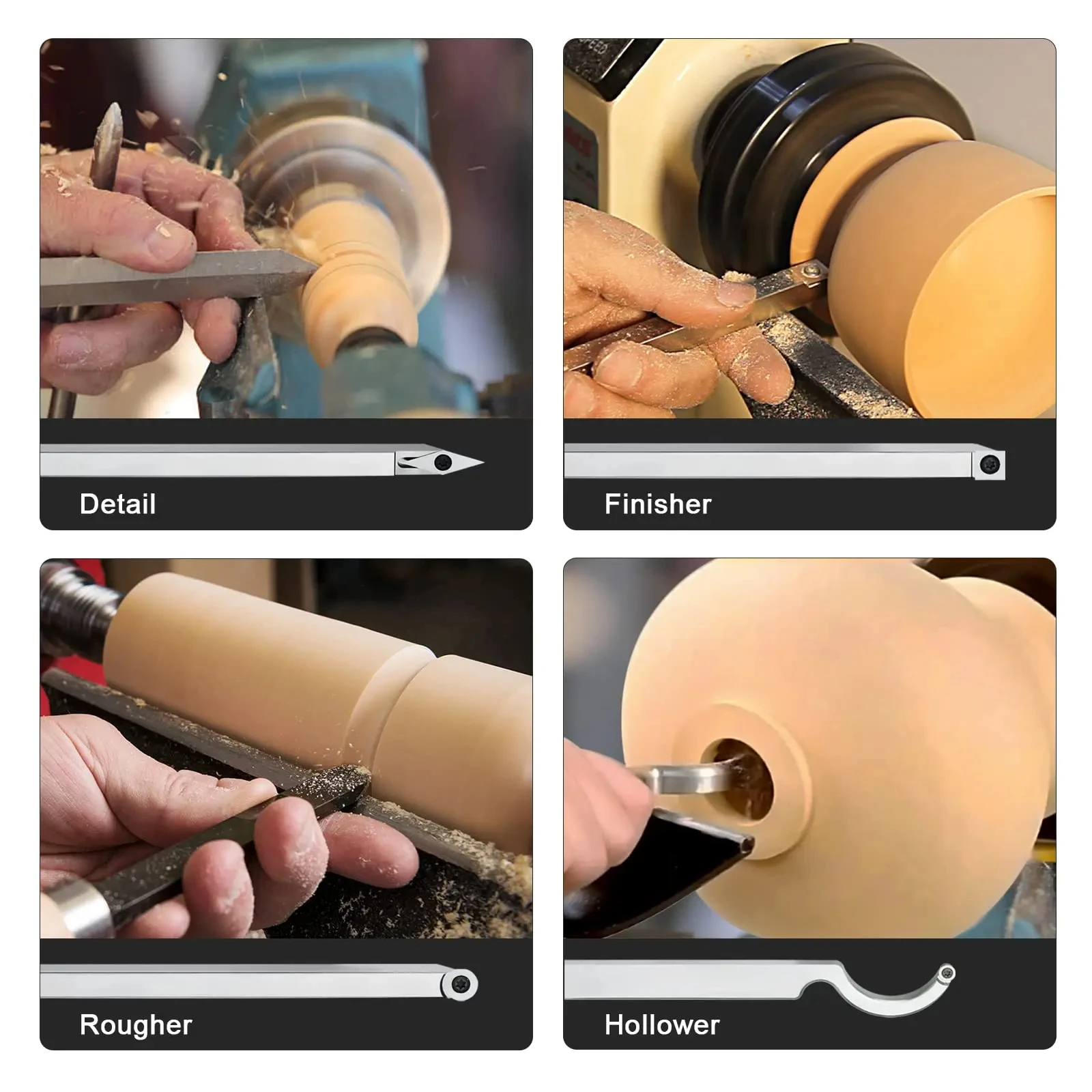 Kit torneado madera seis en uno con insertos carburo caja - imagen 4