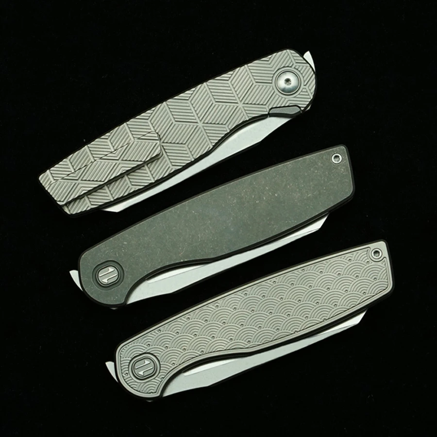 Cuchillo plegable LEMIFSHE Brown Cortex M390 – Titanio EDC táctico - imagen 3