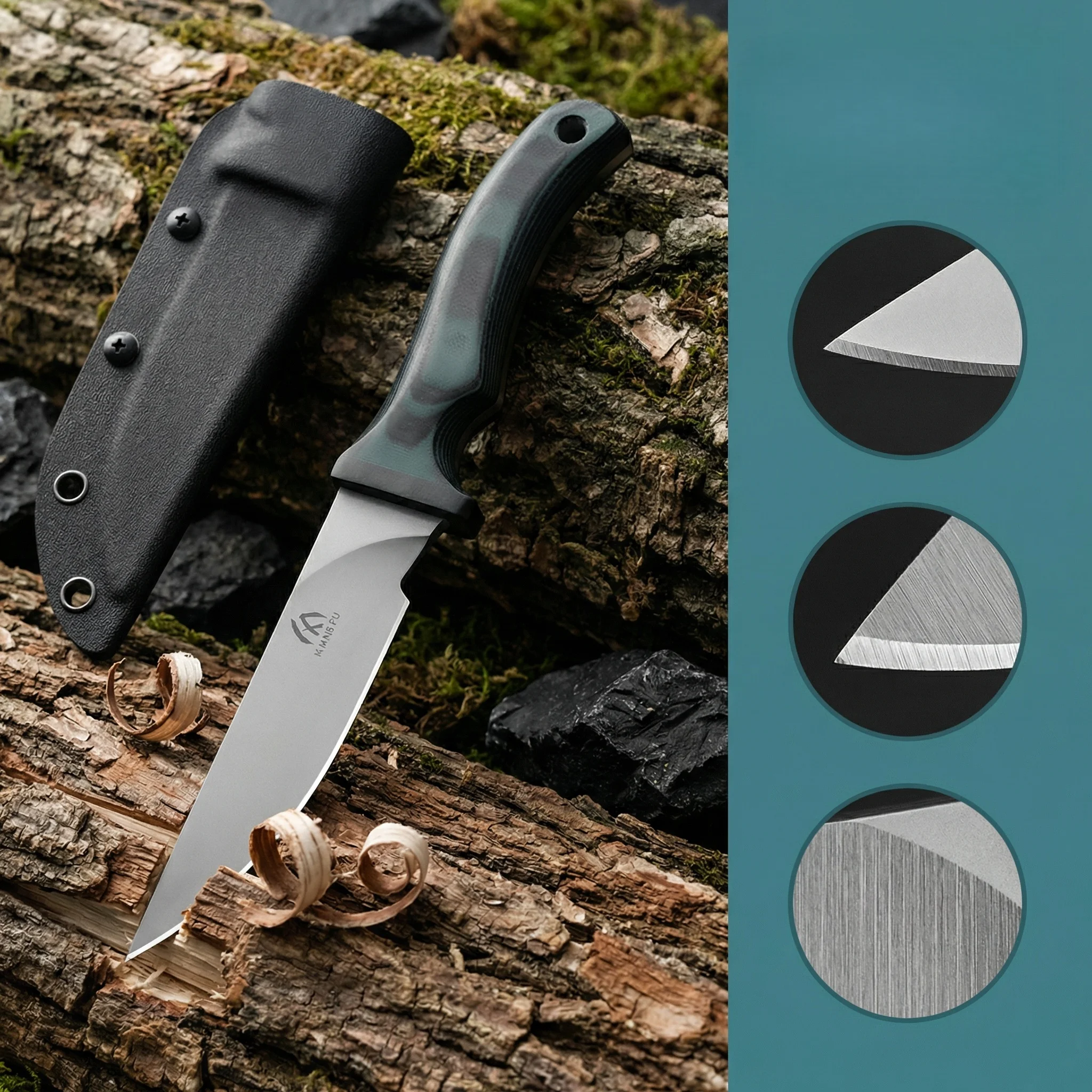 Cuchillo de hoja fija táctico para camping y emergencias - imagen 4
