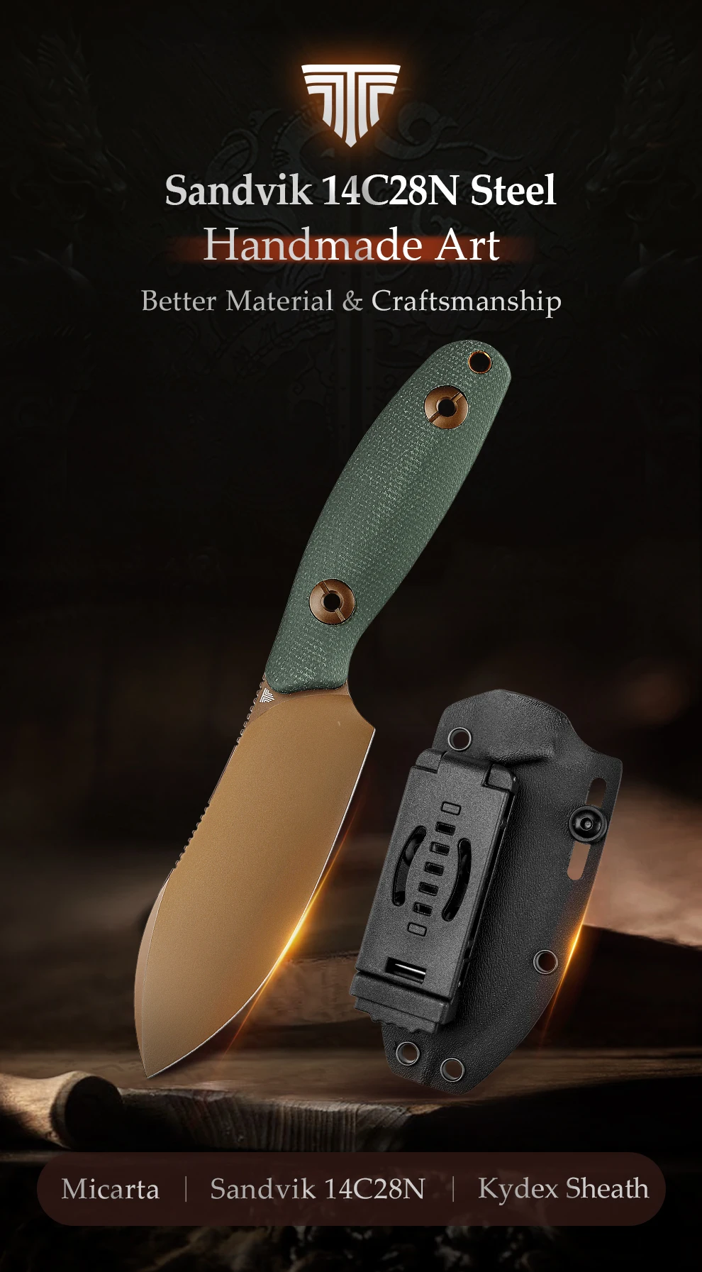 Detalle del cuchillo TRIVISA berenjena