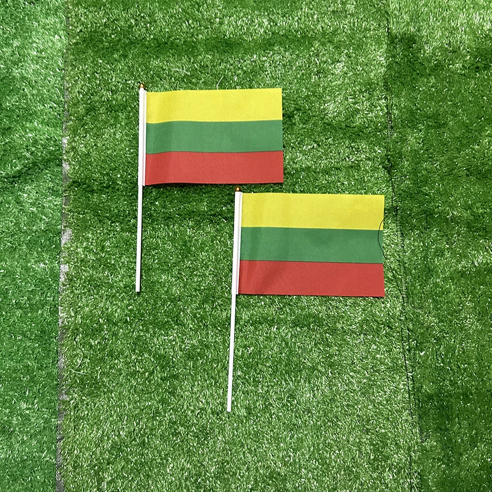 Bandera de mano Lituania 21x14cm con poste plástico para eventos - imagen 3