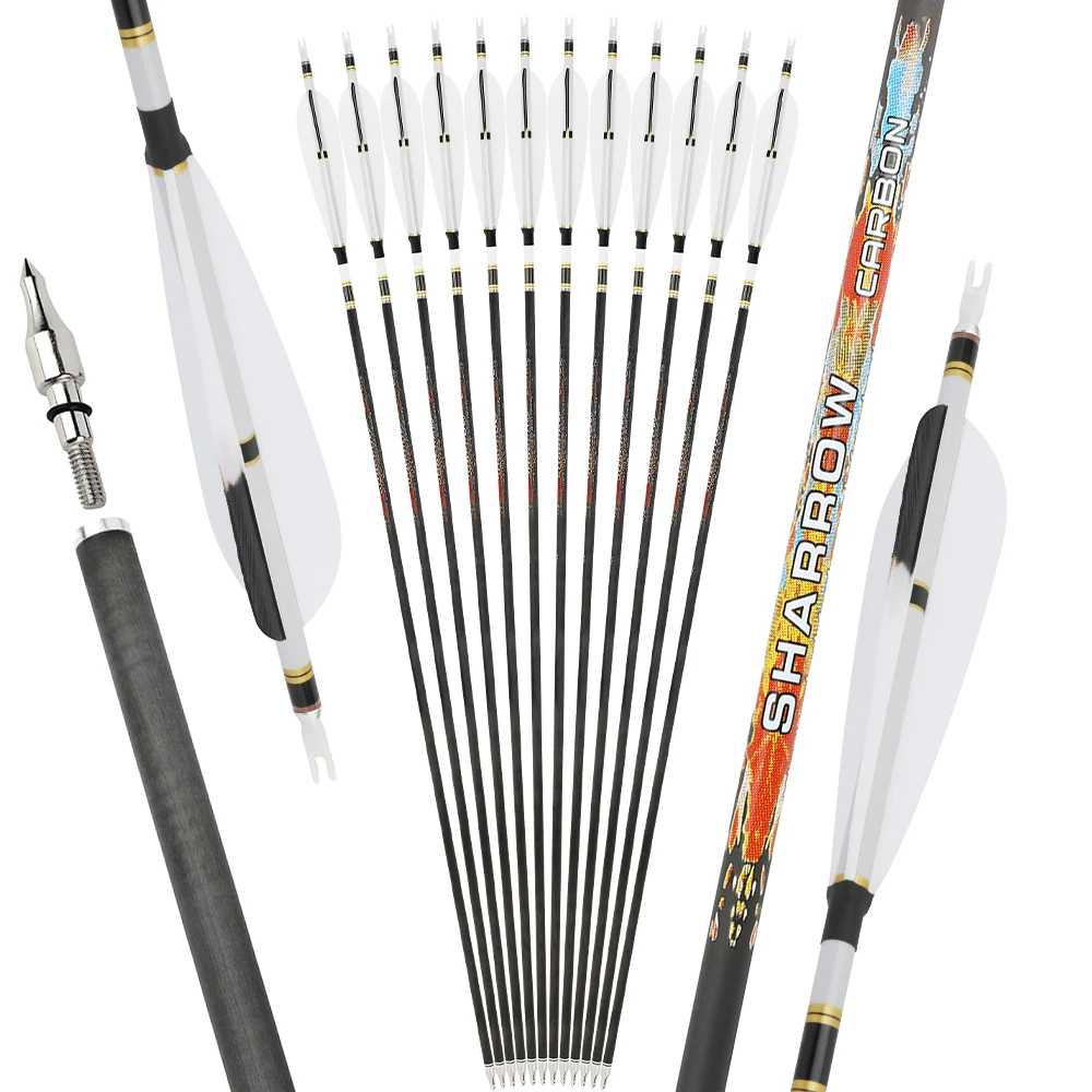 Flechas de carbono para arco de caza, práctica de tiro al blanco - imagen 4