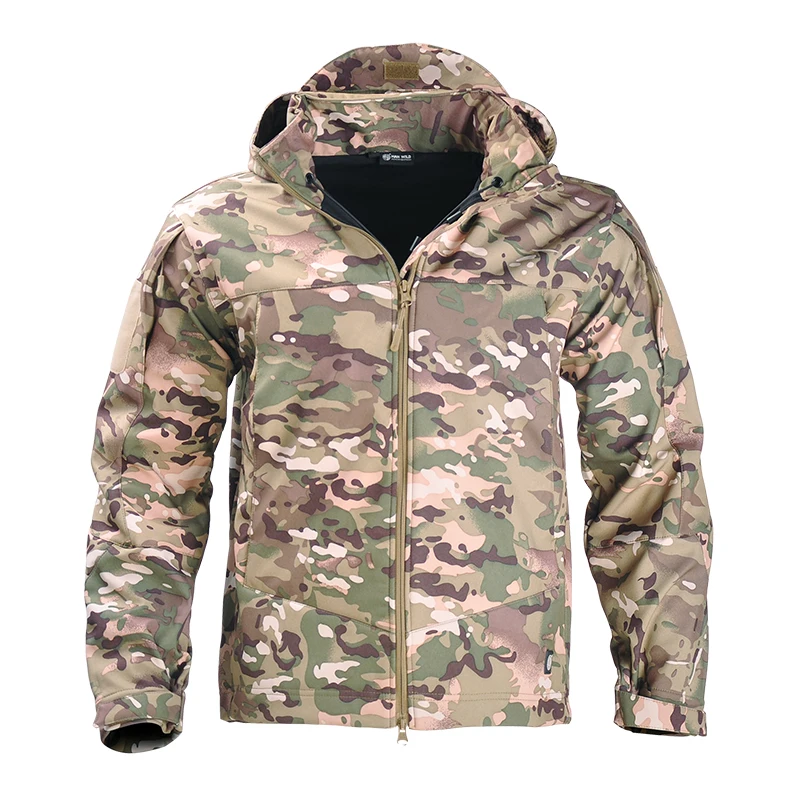 Chaqueta táctica hombre capucha – Camuflaje US CP ligera resistente viento