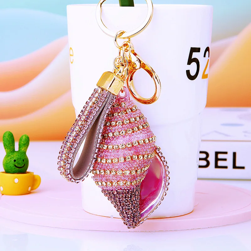 Llavero metálico colgante con concha diamantes de imitación para coche - imagen 2