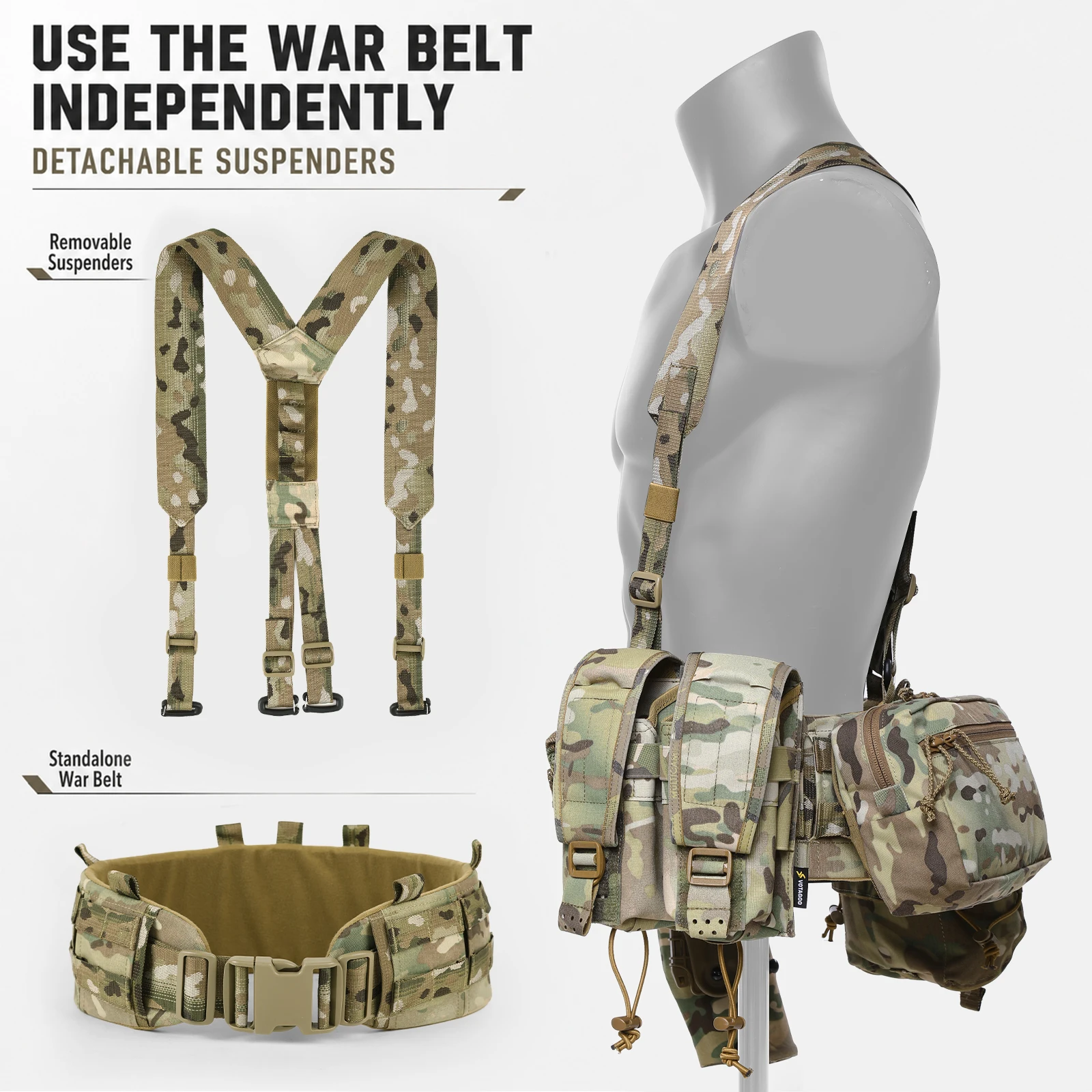VOTAGOO Cinturón táctico protector para caza y airsoft - imagen 2