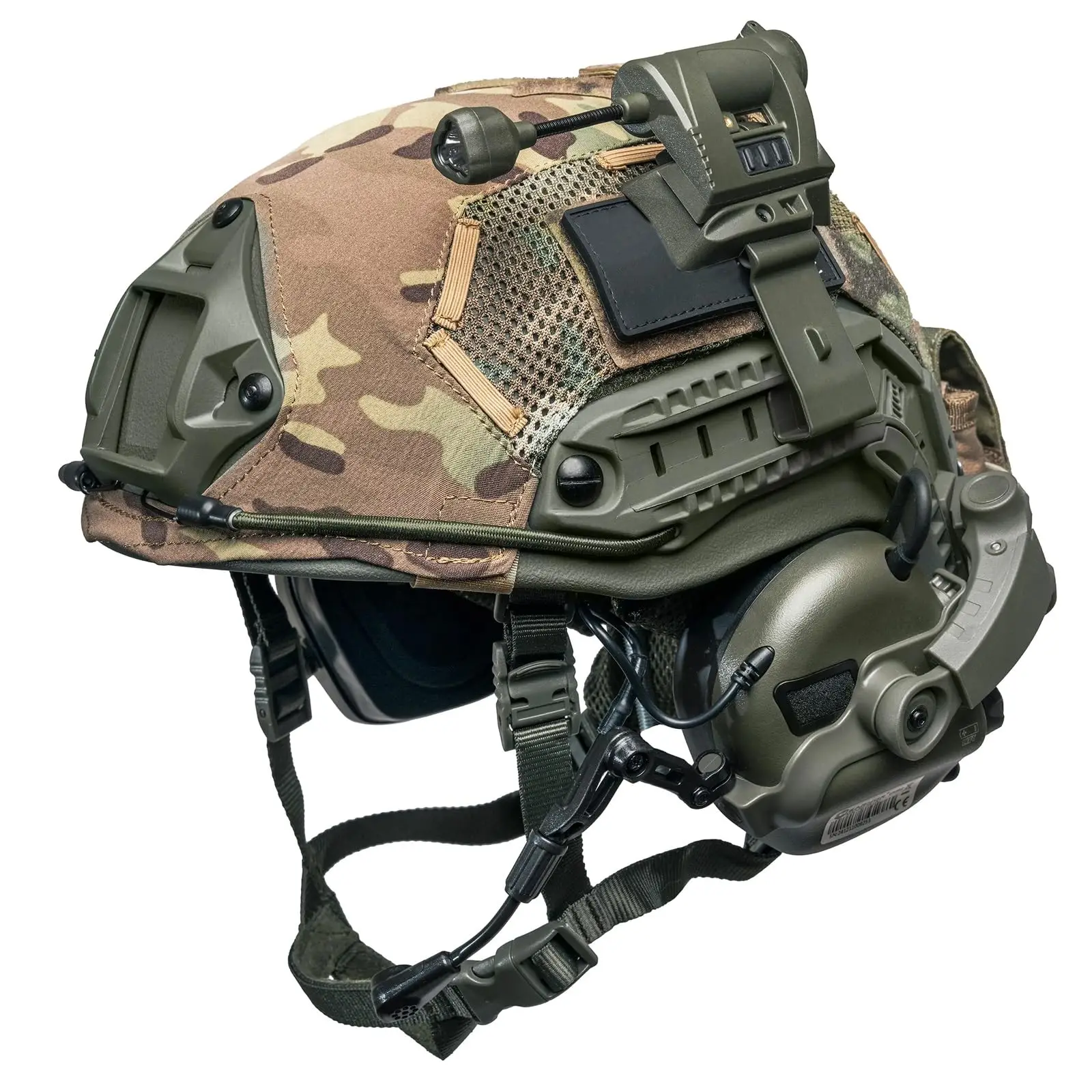 Casco táctico rápido con auriculares y luz para airsoft MilSim
