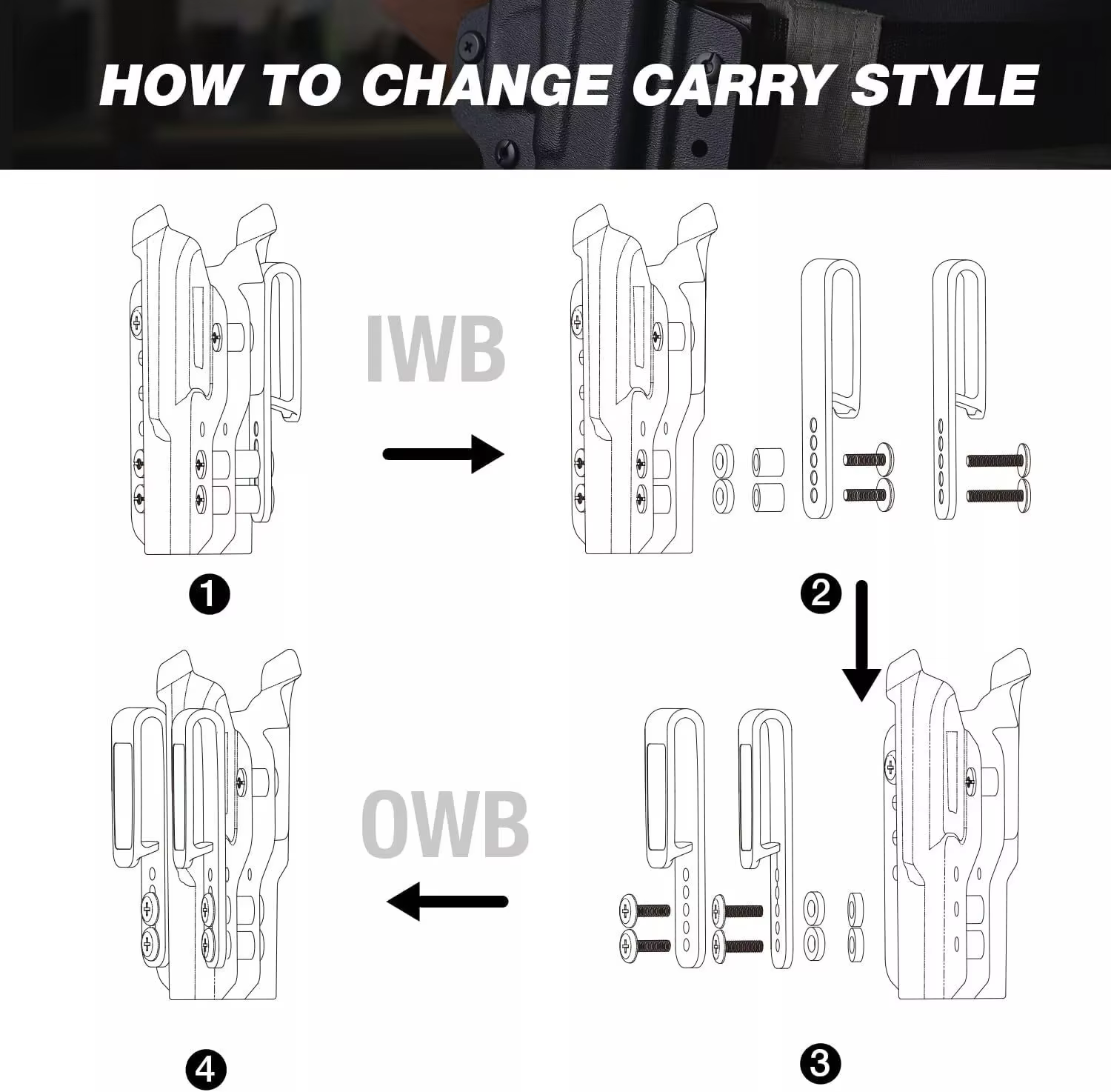 Funda táctica convertible IWB/OWB para Taurus G2C/PT111 derecha - imagen 2