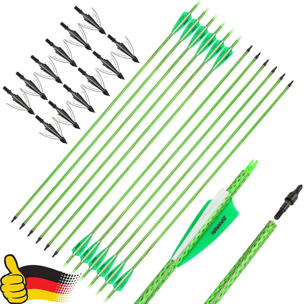 Spine500 Flechas de Carbono Mixto para Caza, Puntas fijas acero inox