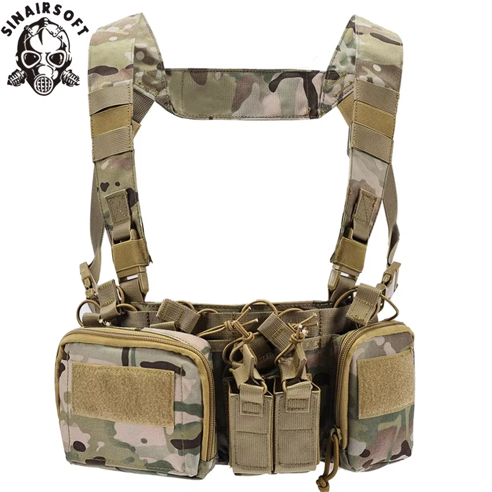 Chaleco táctico SINAIRSOFT MOLLE de nylon con bolsillos cargador - imagen 3