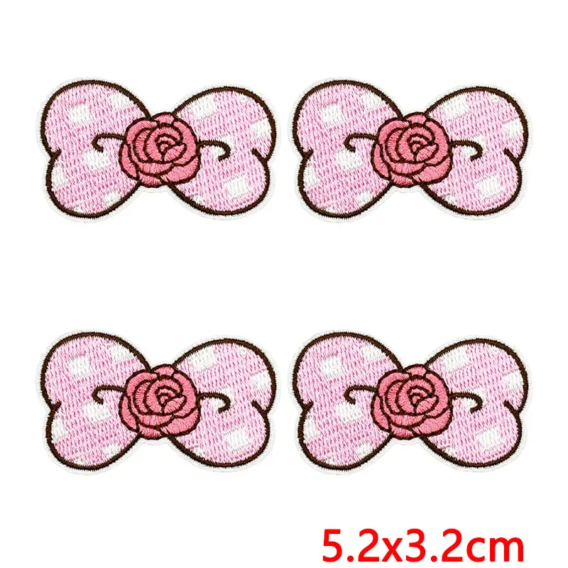 Parche termoadhesivo bordado corazón lazo cuadros rosa-rojo para ropa - imagen 3