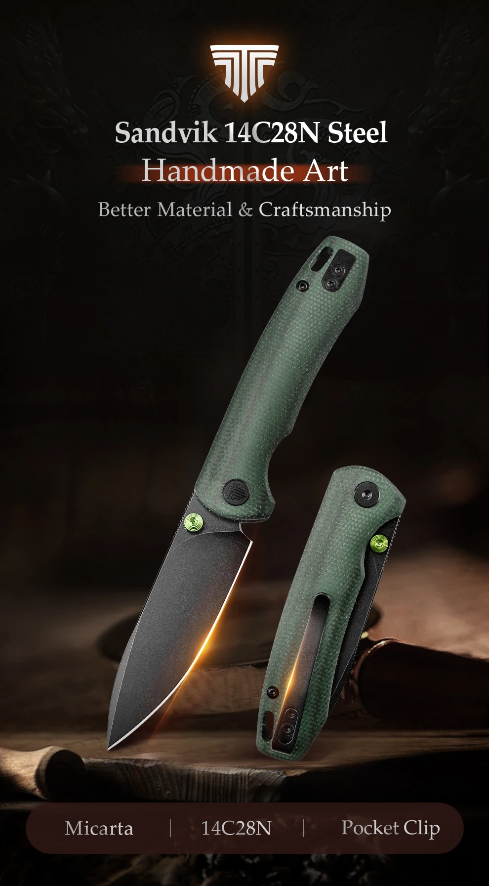 Cuchillo plegable TRIVISA Dragonfly EDC con hoja 14C28N