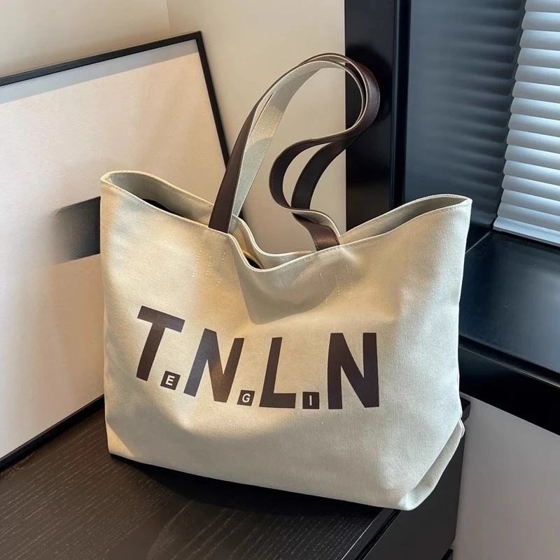 Bolso de lona gran capacidad con estilo informal