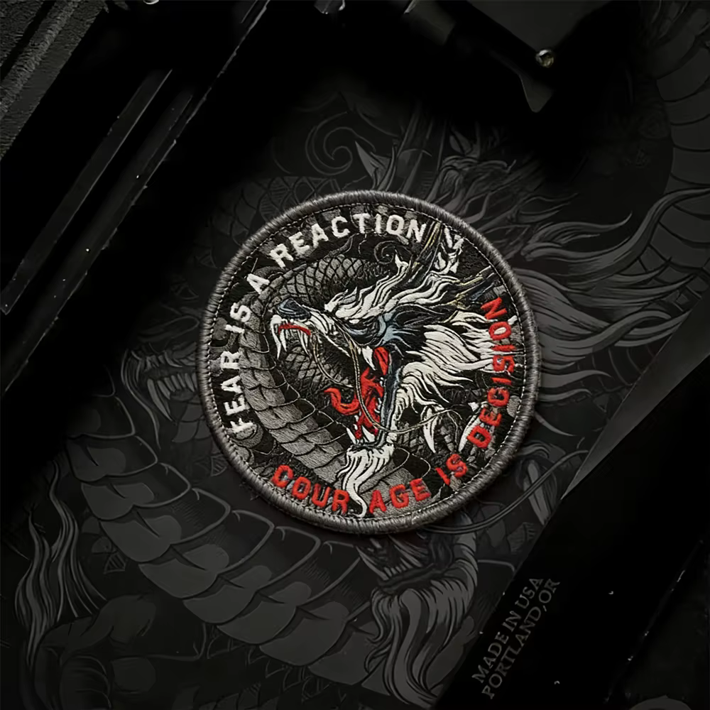 Parche bordado dragón zodiaco – Brazalete táctico para ropa y mochila - imagen 3