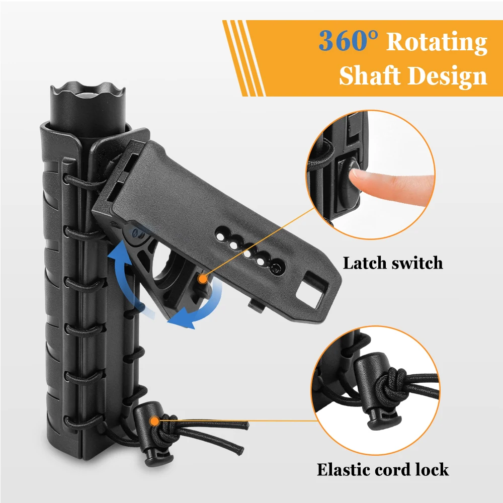 Funda táctica MOLLE de nailon para linterna con rotación 360 - imagen 2