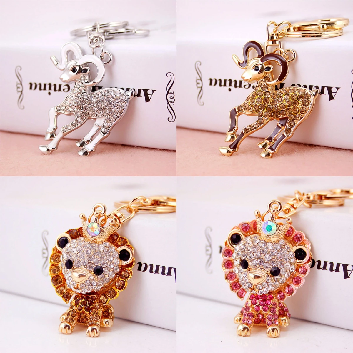 Llavero colgante de cristal y metal con forma de animal – Regalo original - imagen 3