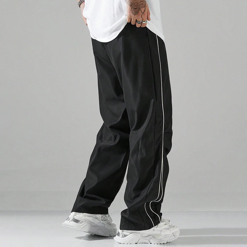Pantalones deportivos rectos con cordón para hombre – verano