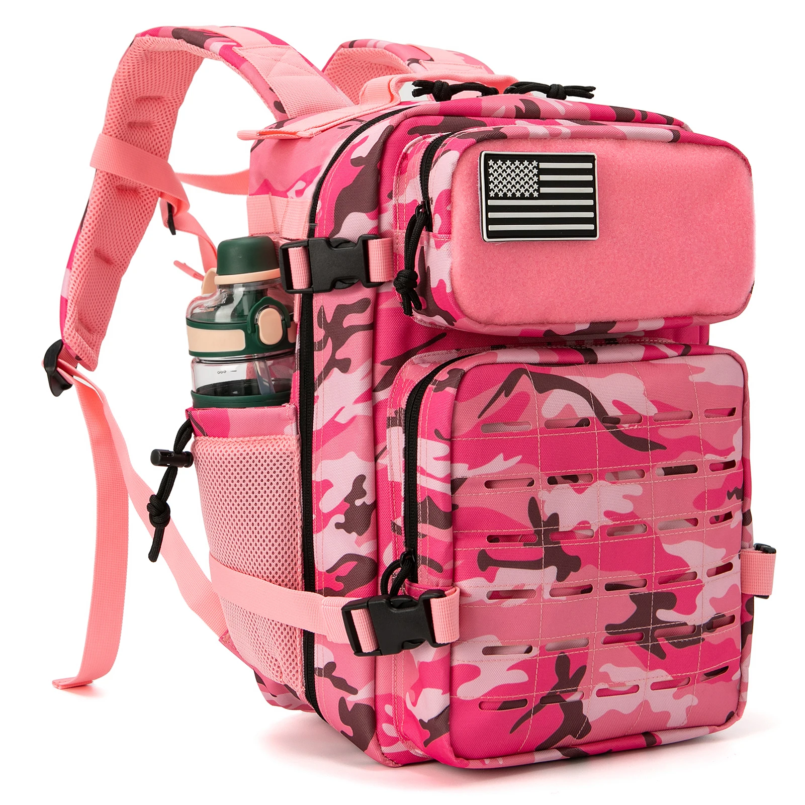 Mochila táctica MOLLE 45L corte láser portavasos doble