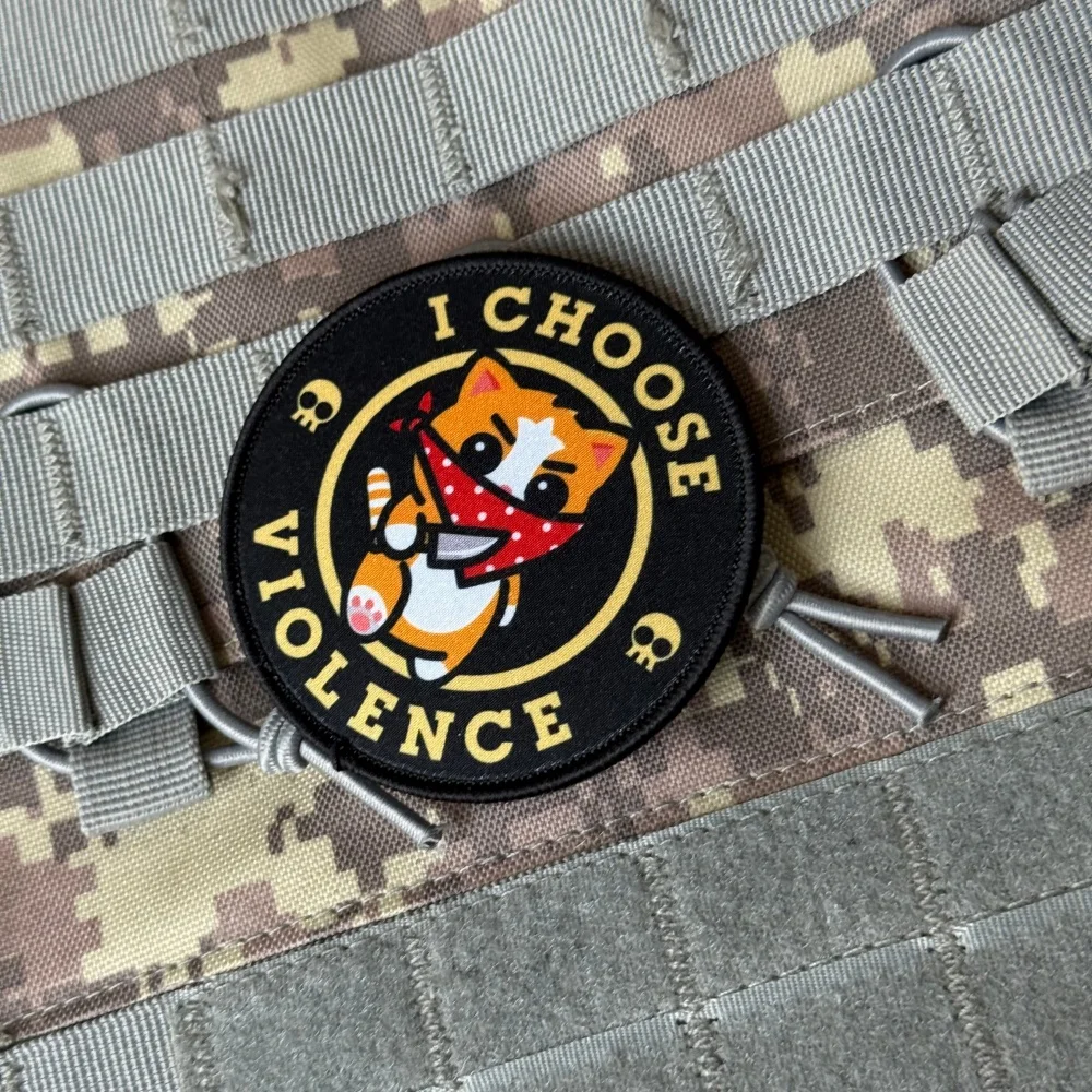 Parche táctico gato con cuchillo y velcro para mochila militar - imagen 5