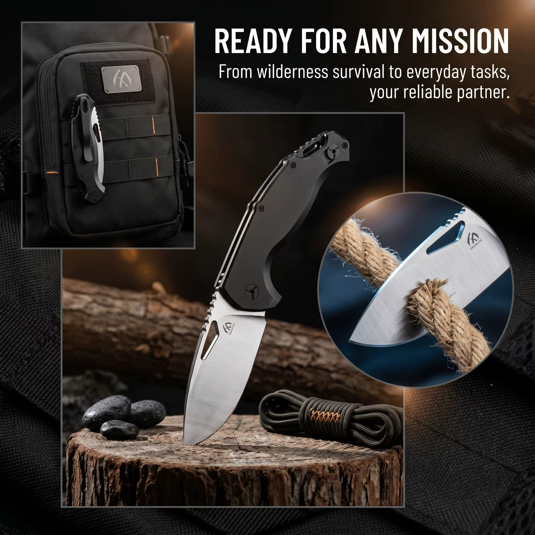 Cuchillo plegable multiusos táctico para outdoor y campamento - imagen 5