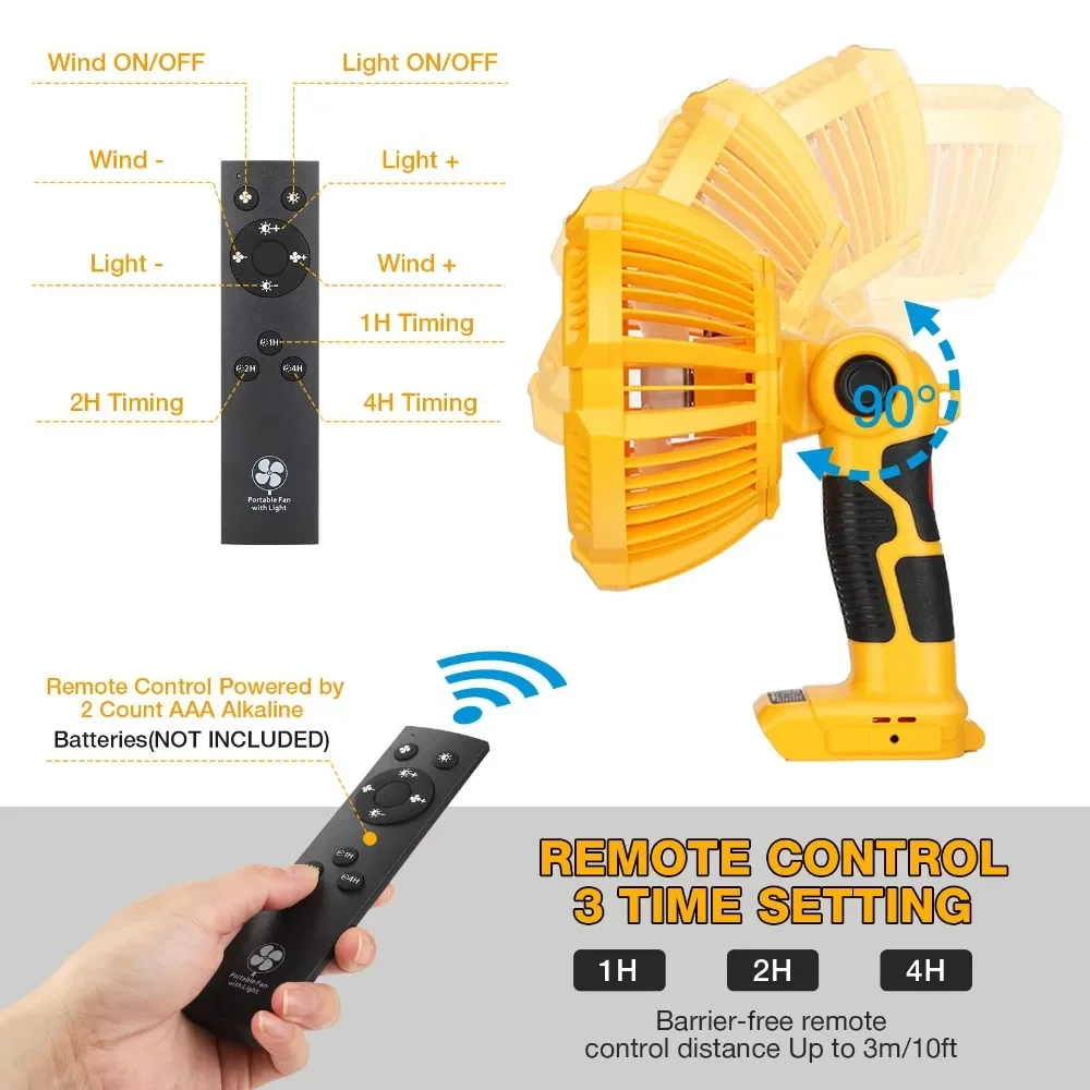 Ventilador portátil LED con carga USB-A y mando a distancia - imagen 4